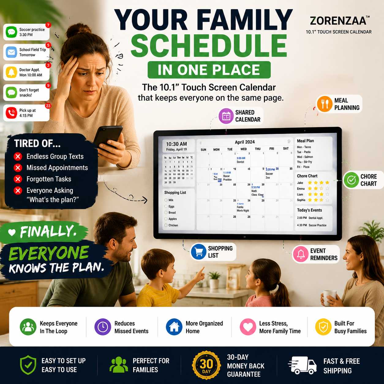 Zorenzaa™ 10.1inch Touch Screen Calendar