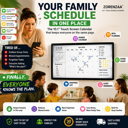 Zorenzaa™ 10.1inch Touch Screen Calendar